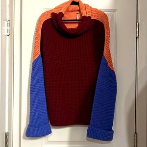 Free People Color Block Oversize Sweater size M